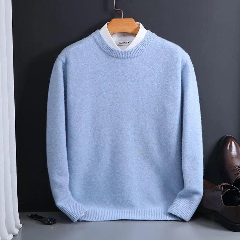Crew Neck Ribbed Knit Jumper for Men