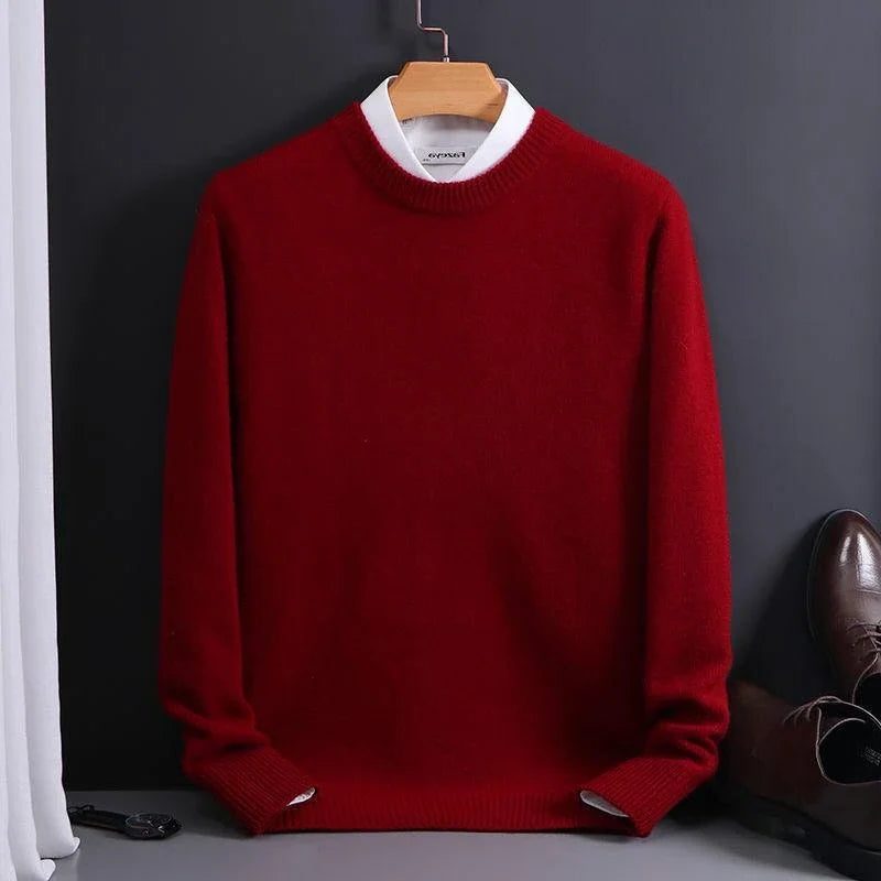 Crew Neck Ribbed Knit Jumper for Men