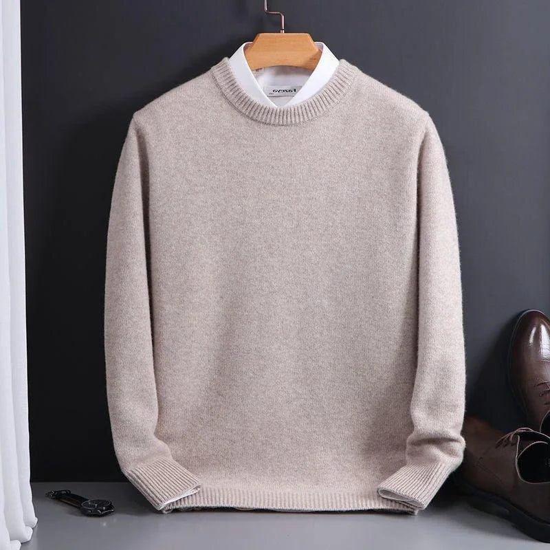 Crew Neck Ribbed Knit Jumper for Men