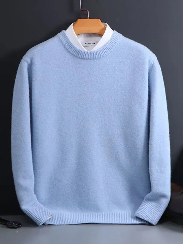 Crew Neck Ribbed Knit Jumper for Men