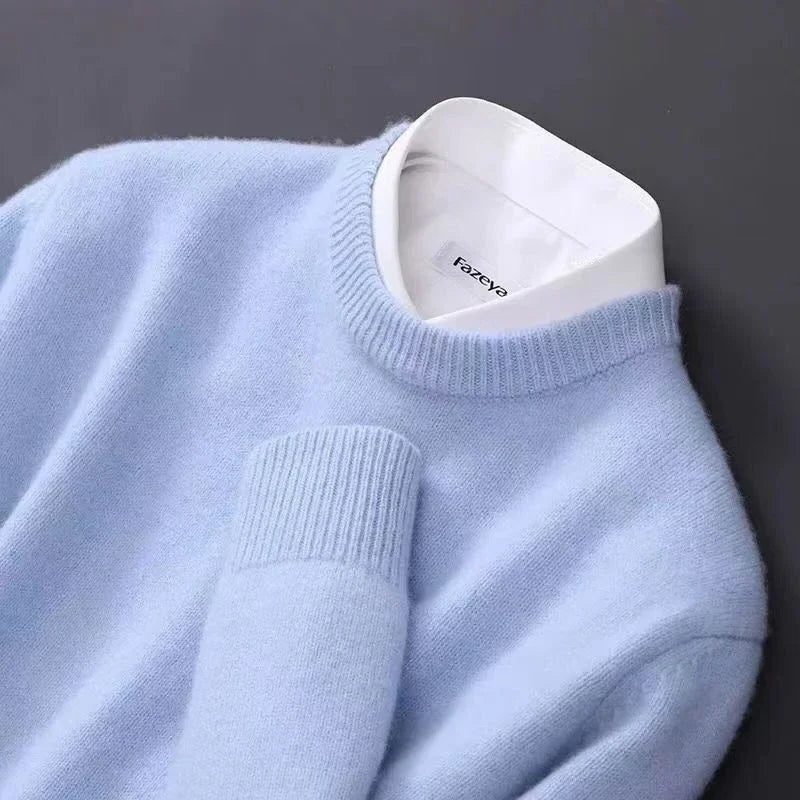 Crew Neck Ribbed Knit Jumper for Men