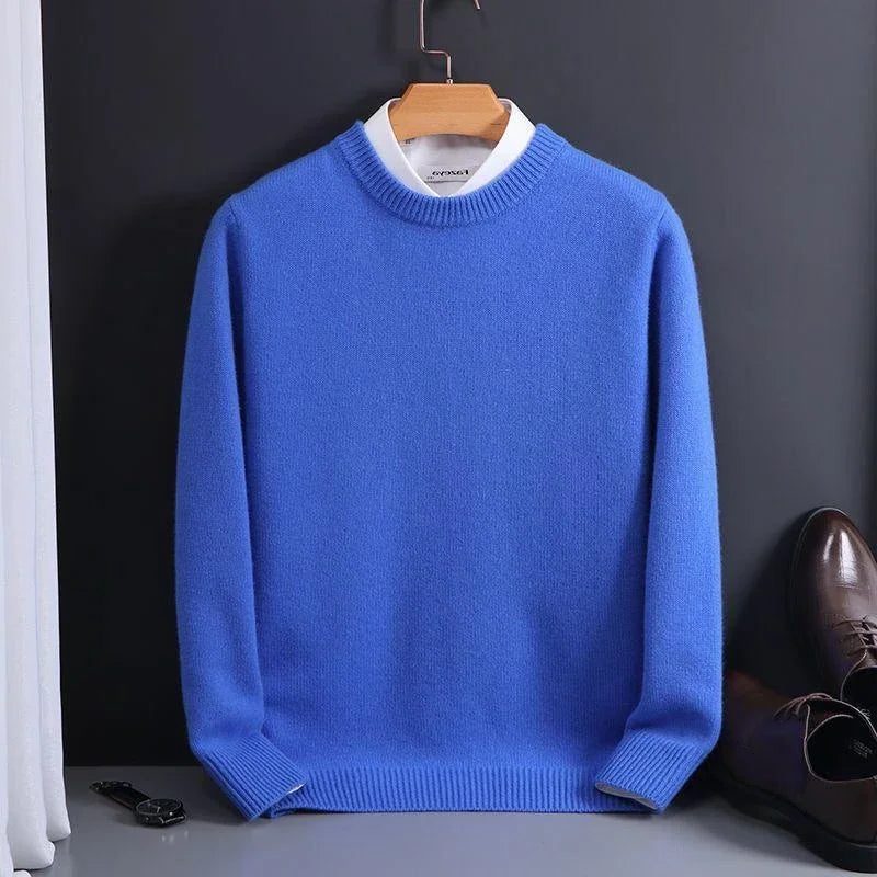 Crew Neck Ribbed Knit Jumper for Men