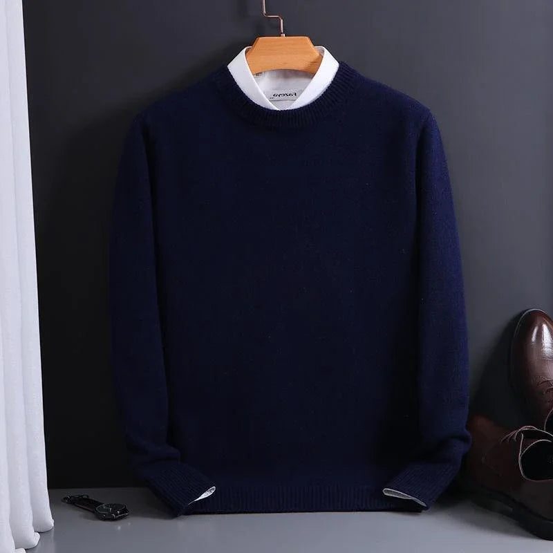 Crew Neck Ribbed Knit Jumper for Men