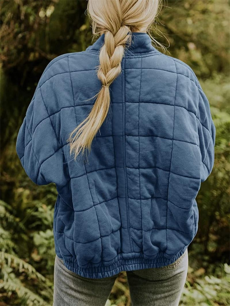 Elise | Women's Quilted Bomber Jacket Stand Collar Zip Up