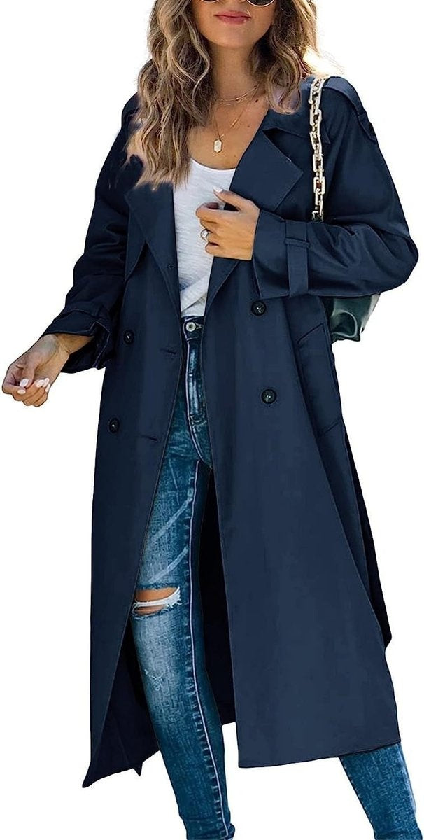 Hannah | Women's Long Trench Coat Double Breasted Belted