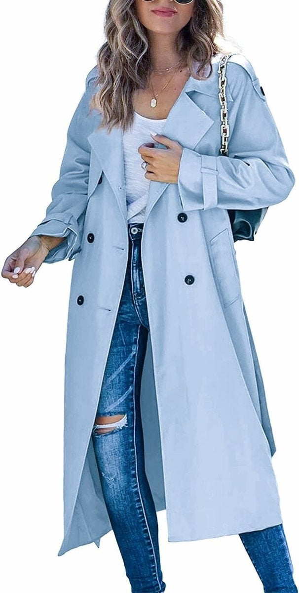Hannah | Women's Long Trench Coat Double Breasted Belted