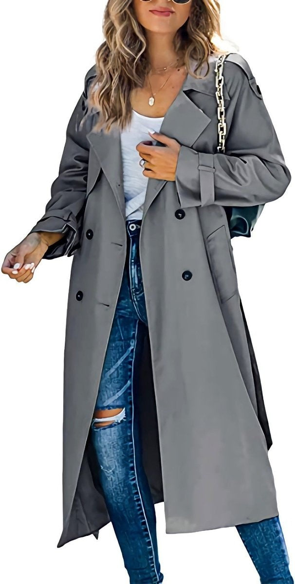 Hannah | Women's Long Trench Coat Double Breasted Belted