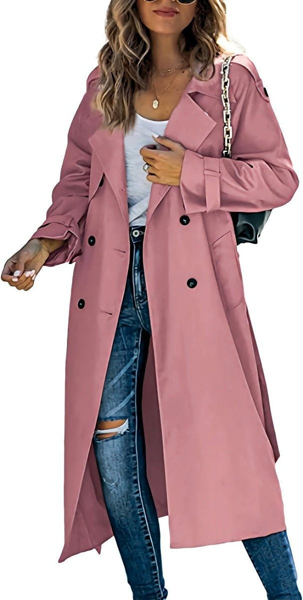 Hannah | Women's Long Trench Coat Double Breasted Belted