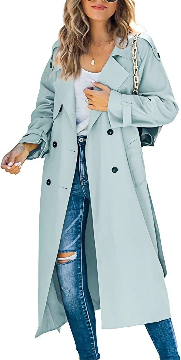 Hannah | Women's Long Trench Coat Double Breasted Belted
