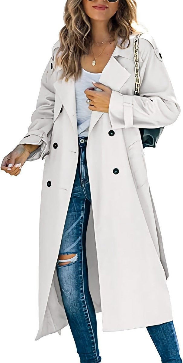 Hannah | Women's Long Trench Coat Double Breasted Belted