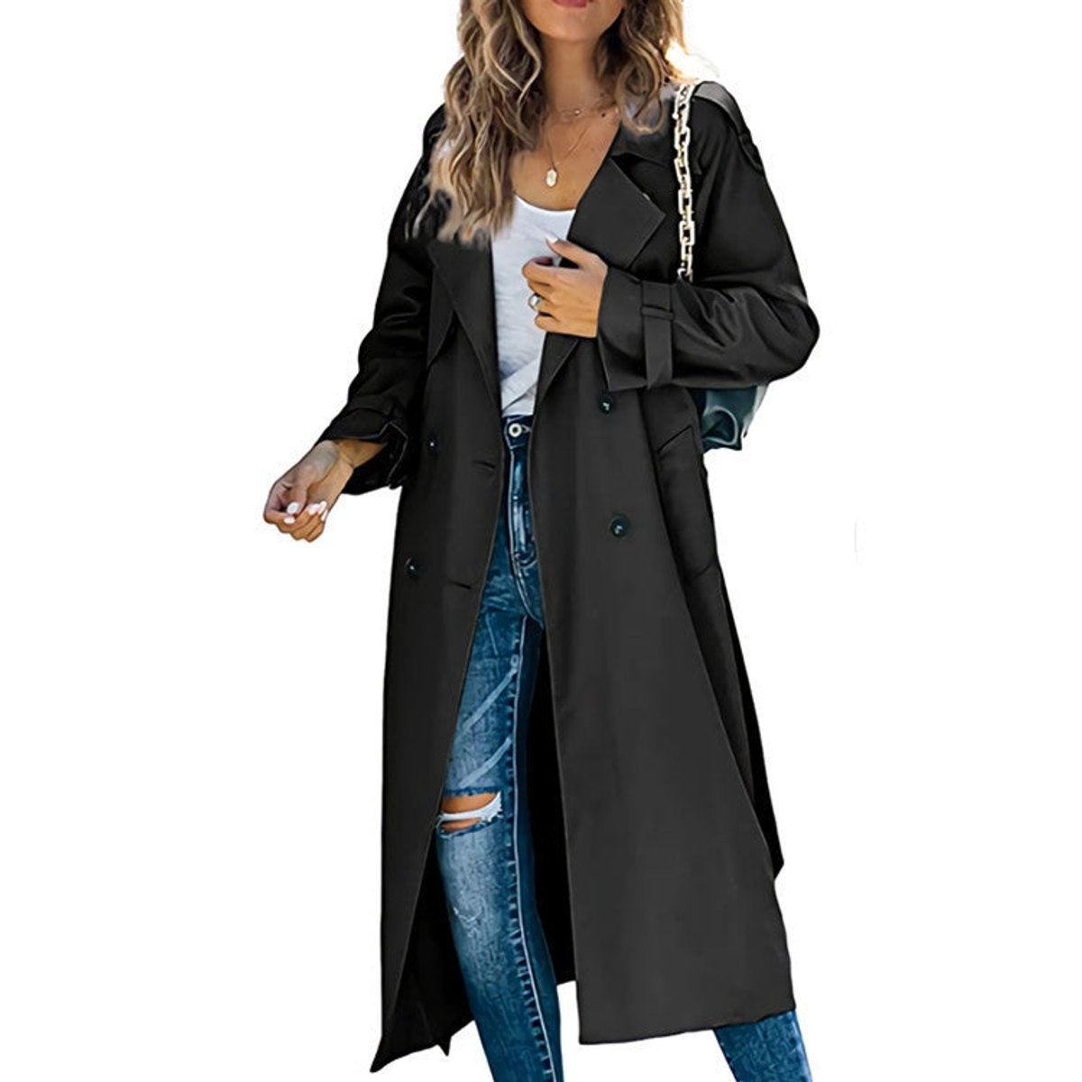 Hannah | Women's Long Trench Coat Double Breasted Belted