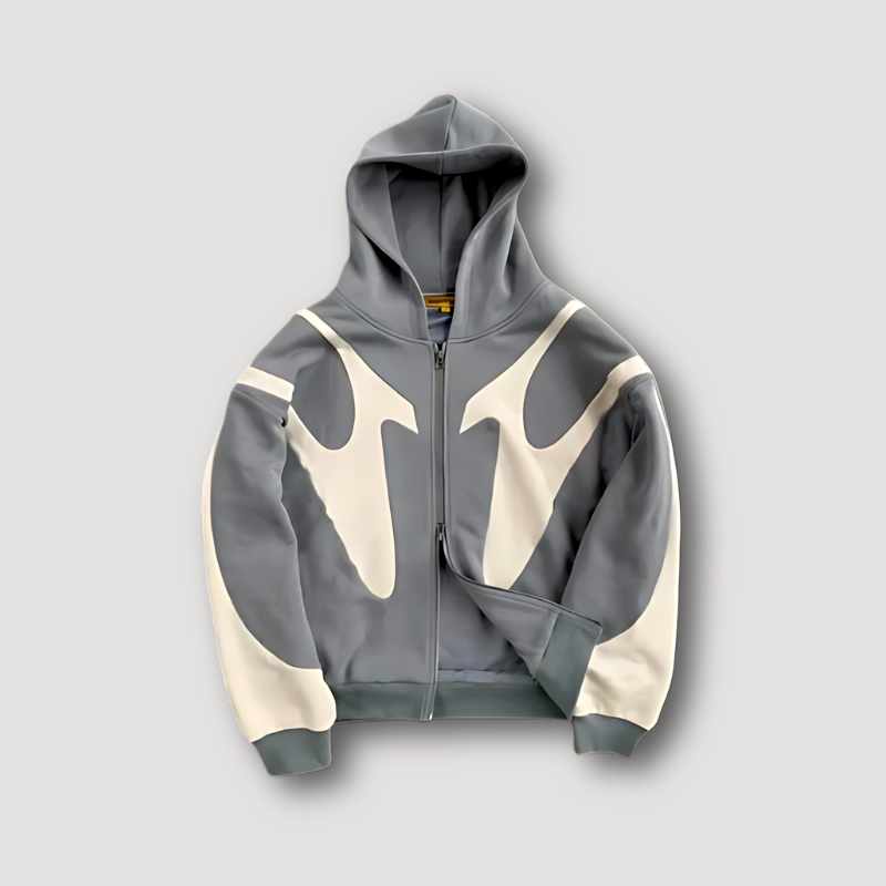 Cristobal - Men's Flame Print Full Zip Hoodie Sweatshirt