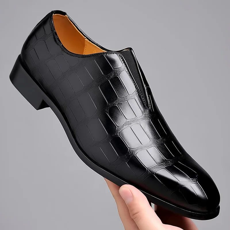Crocodile Embossed Leather Loafers for Men