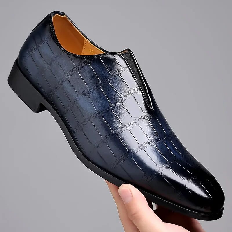 Crocodile Embossed Leather Loafers for Men