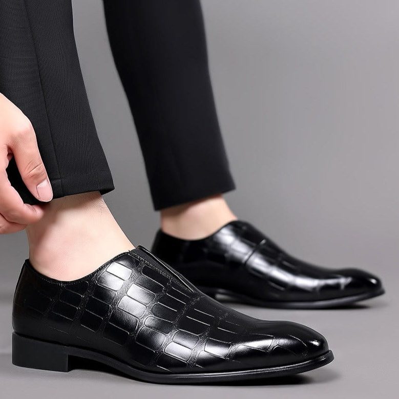 Crocodile Embossed Leather Loafers for Men