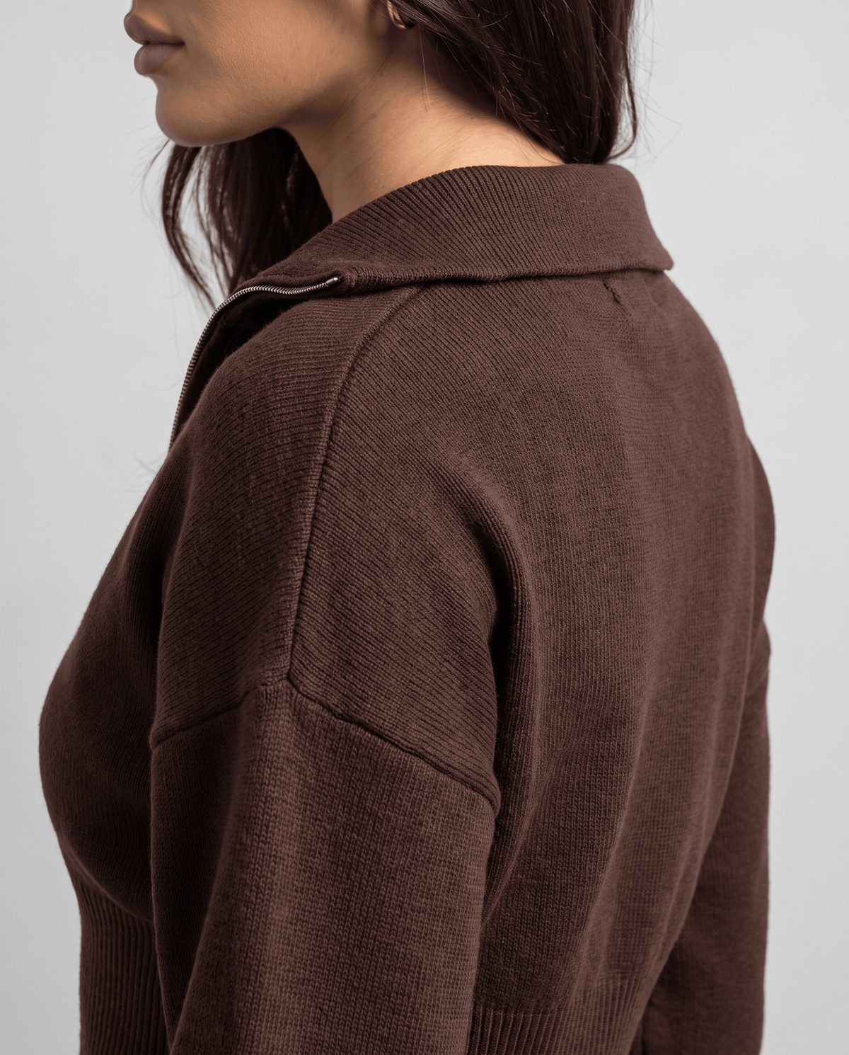 Cropped Loungewear Set – Balloon-Sleeve Zip-Up Knit Top & Drawstring Straight-Leg Pants | Cecilie