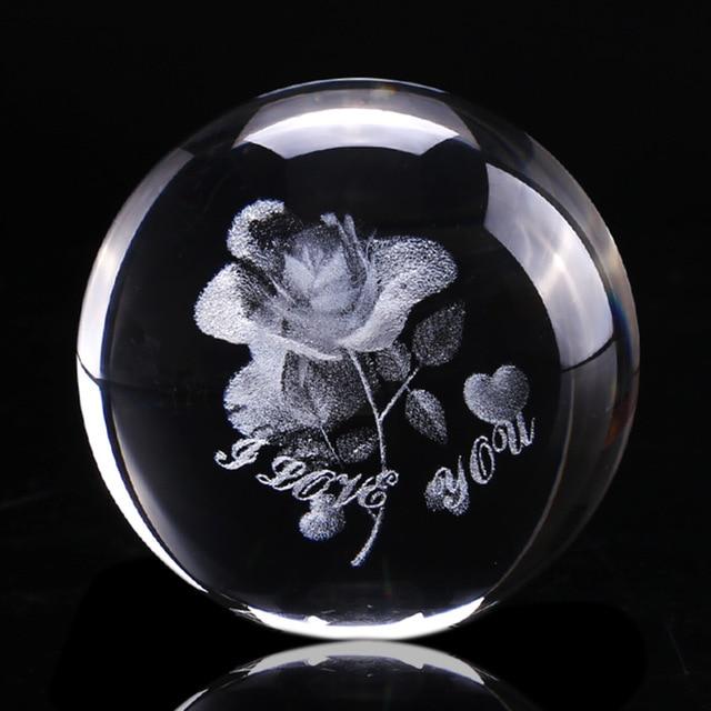 Crystal Ball | Laser-Engraved 3D Rose & K9 Crystal | 60 mm