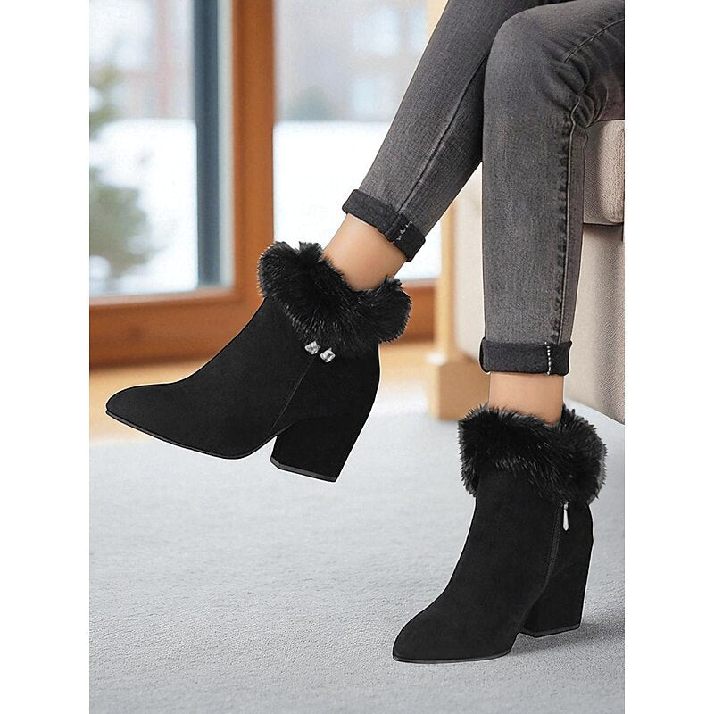 Claire | Fur Trim Ankle Boots