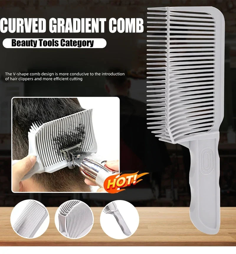 Curved Fade Comb | Heat-Resistant & Antistatic Ergonomic Teeth | With Bonus White Comb