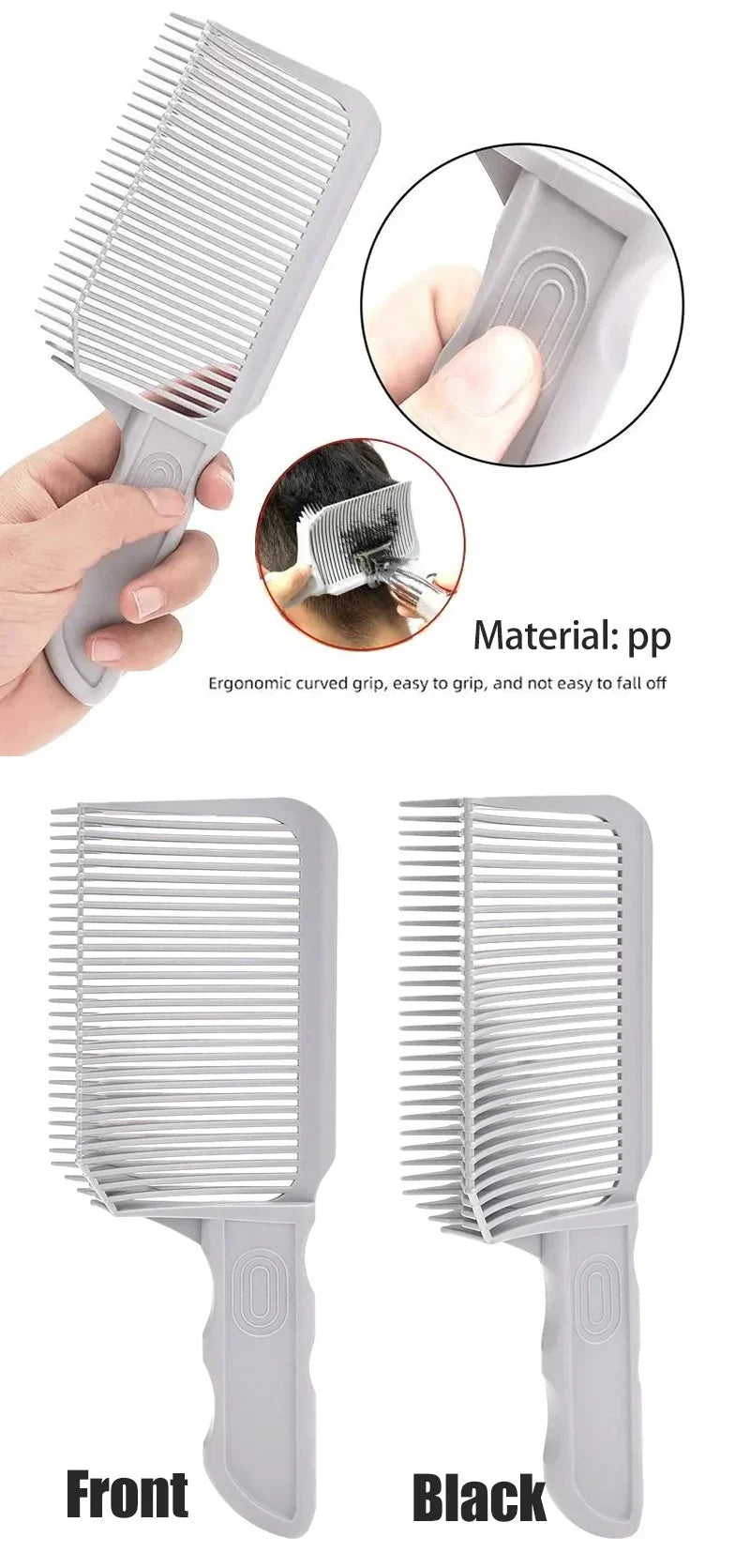 Curved Fade Comb | Heat-Resistant & Antistatic Ergonomic Teeth | With Bonus White Comb