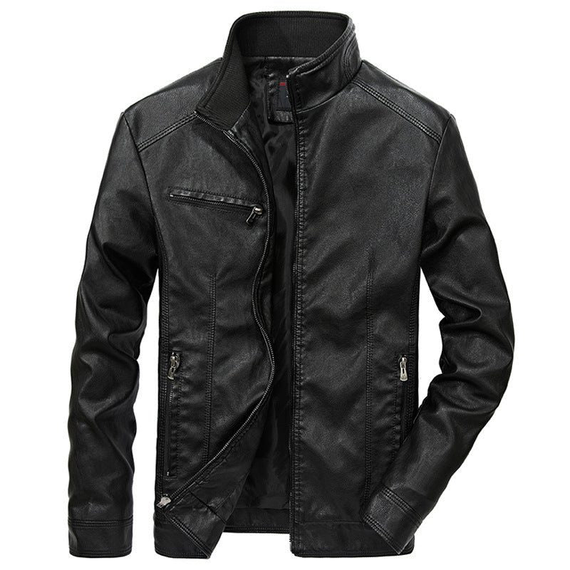 Cyril | Men's Leather Biker Jacket with Stand Collar