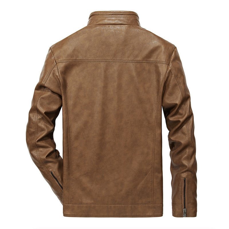 Cyril | Men's Leather Biker Jacket with Stand Collar