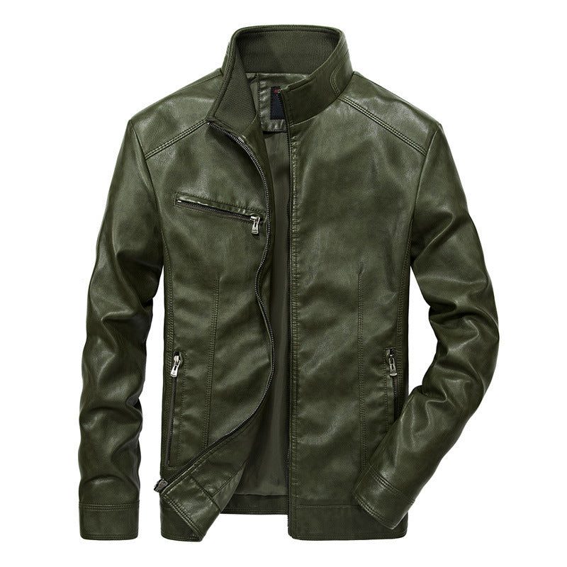 Cyril | Men's Leather Biker Jacket with Stand Collar