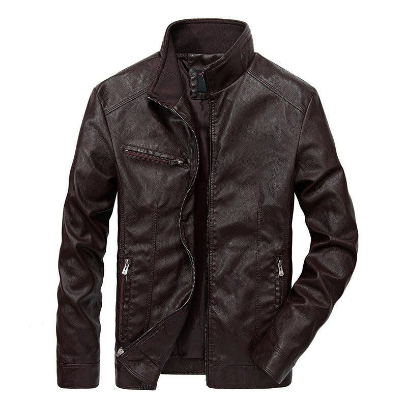 Cyril | Men's Leather Biker Jacket with Stand Collar