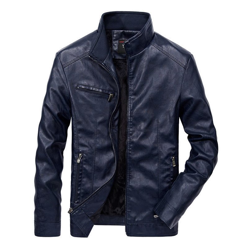 Cyril | Men's Leather Biker Jacket with Stand Collar