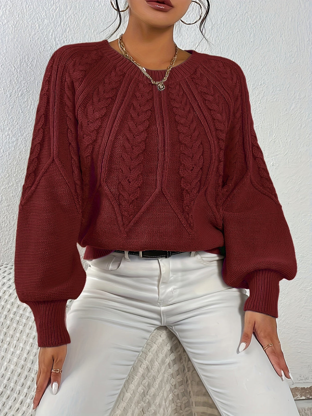 Eleanor | Oversized Cable Knit Sweater
