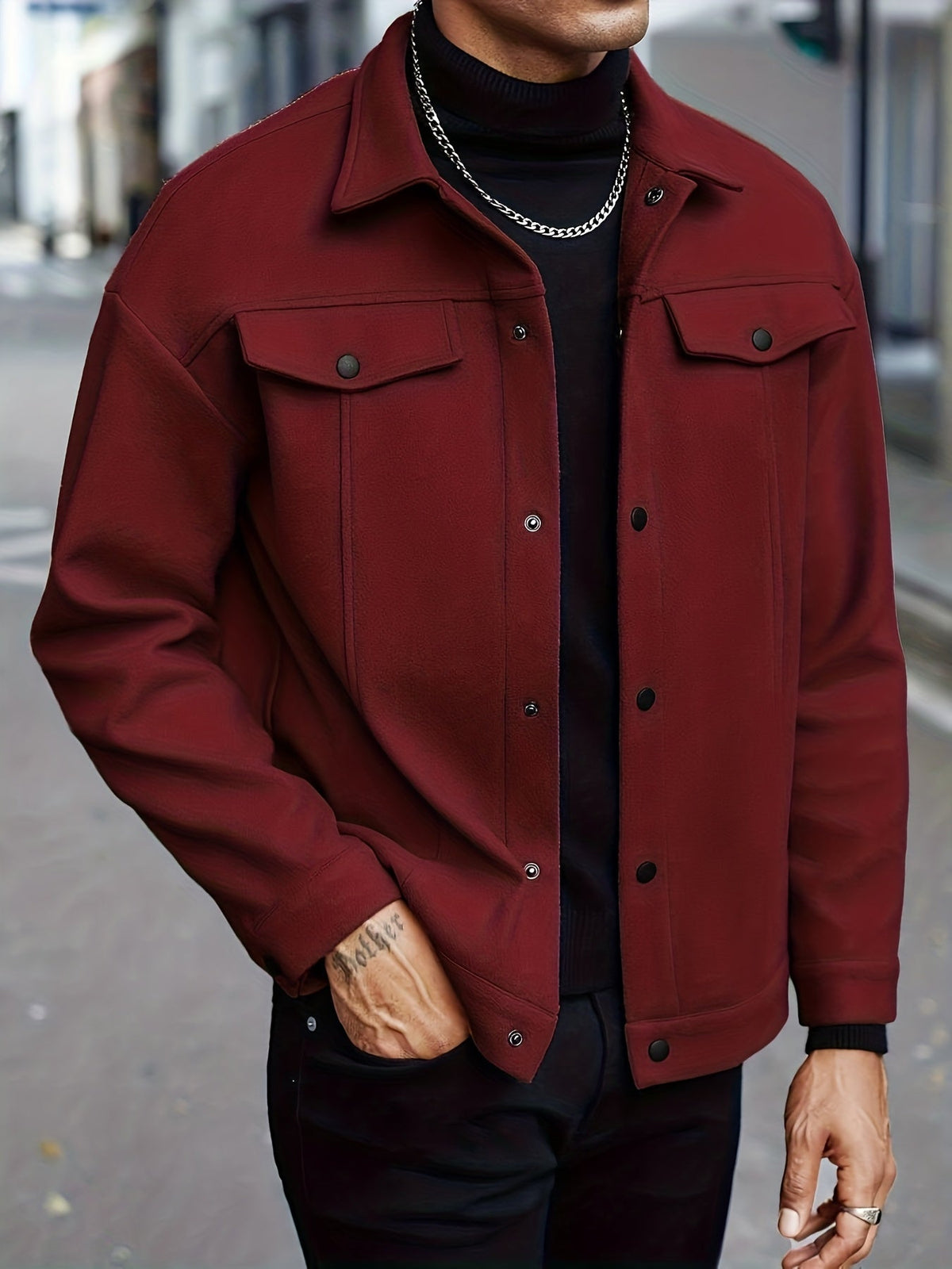 Men's Relaxed Fit Button-Up Overshirt Jacket
