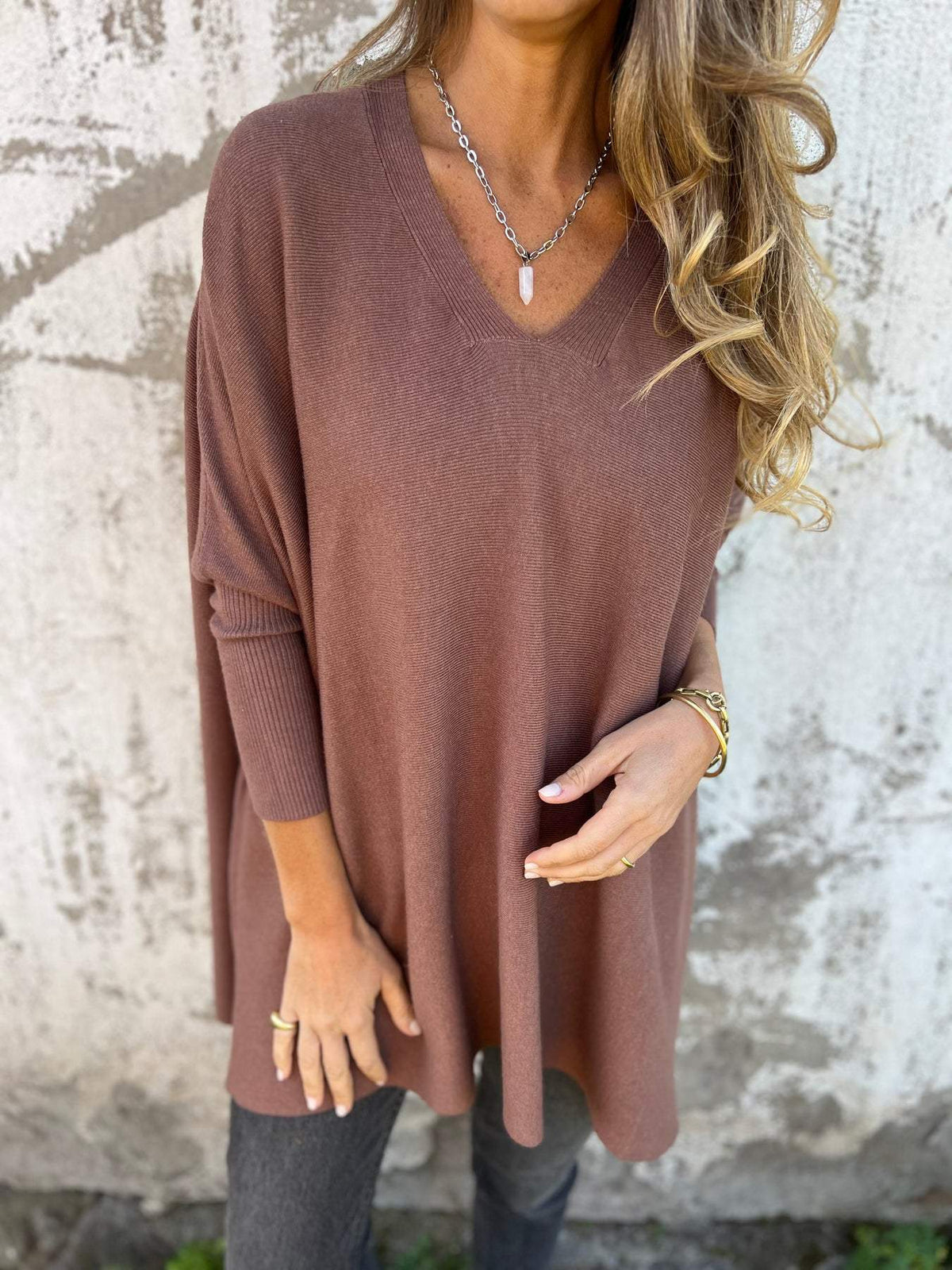 Althea | Oversized V-Neck Tunic Sweater