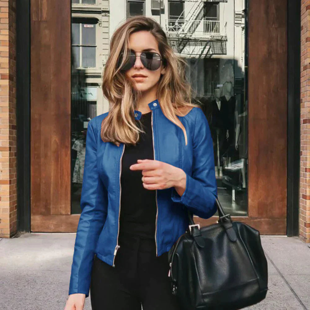Women's Italian Leather Biker Jacket Slim Fit