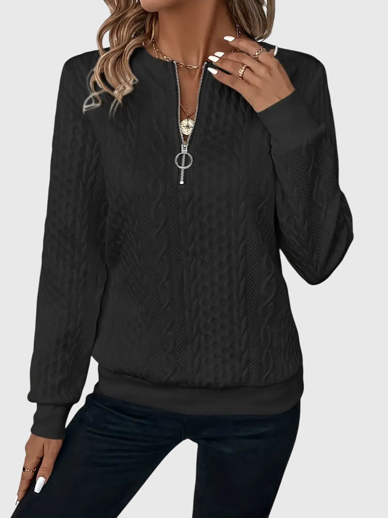 Casimira | Cable Knit Quarter-Zip Sweater