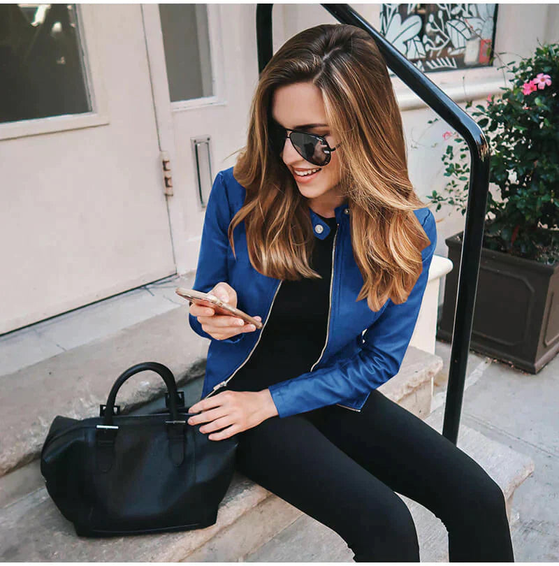 Women's Italian Leather Biker Jacket Slim Fit