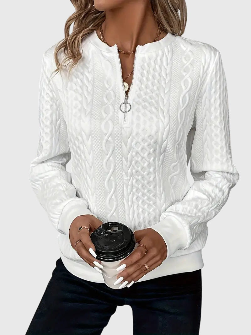 Casimira | Cable Knit Quarter-Zip Sweater