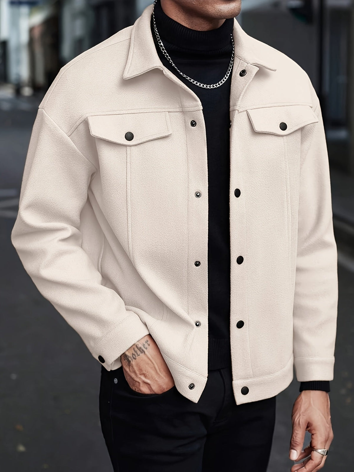 Men's Relaxed Fit Button-Up Overshirt Jacket