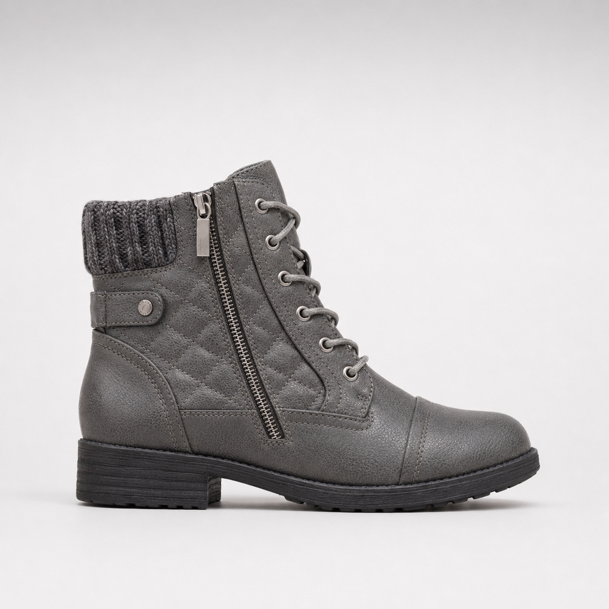 Women’s Lace-Up Ankle Boots with Knitted Cuff