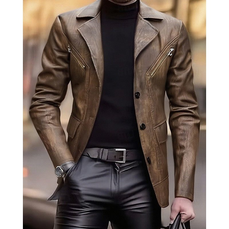 Daenerys | Men's Leather Biker Blazer Jacket