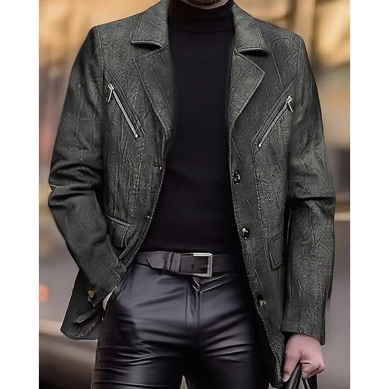 Daenerys | Men's Leather Biker Blazer Jacket