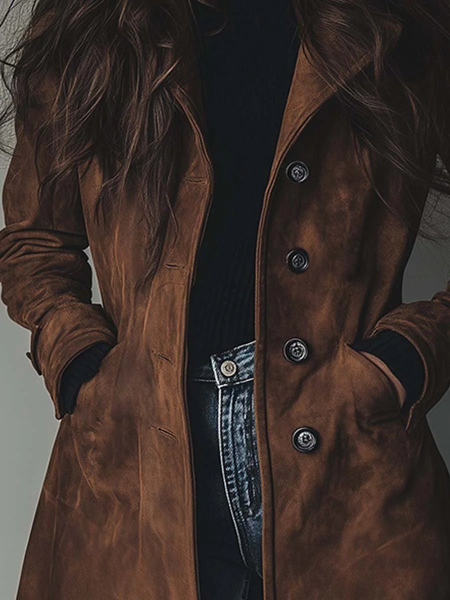 Women's Double-Breasted Longline Trench Coat Tailored