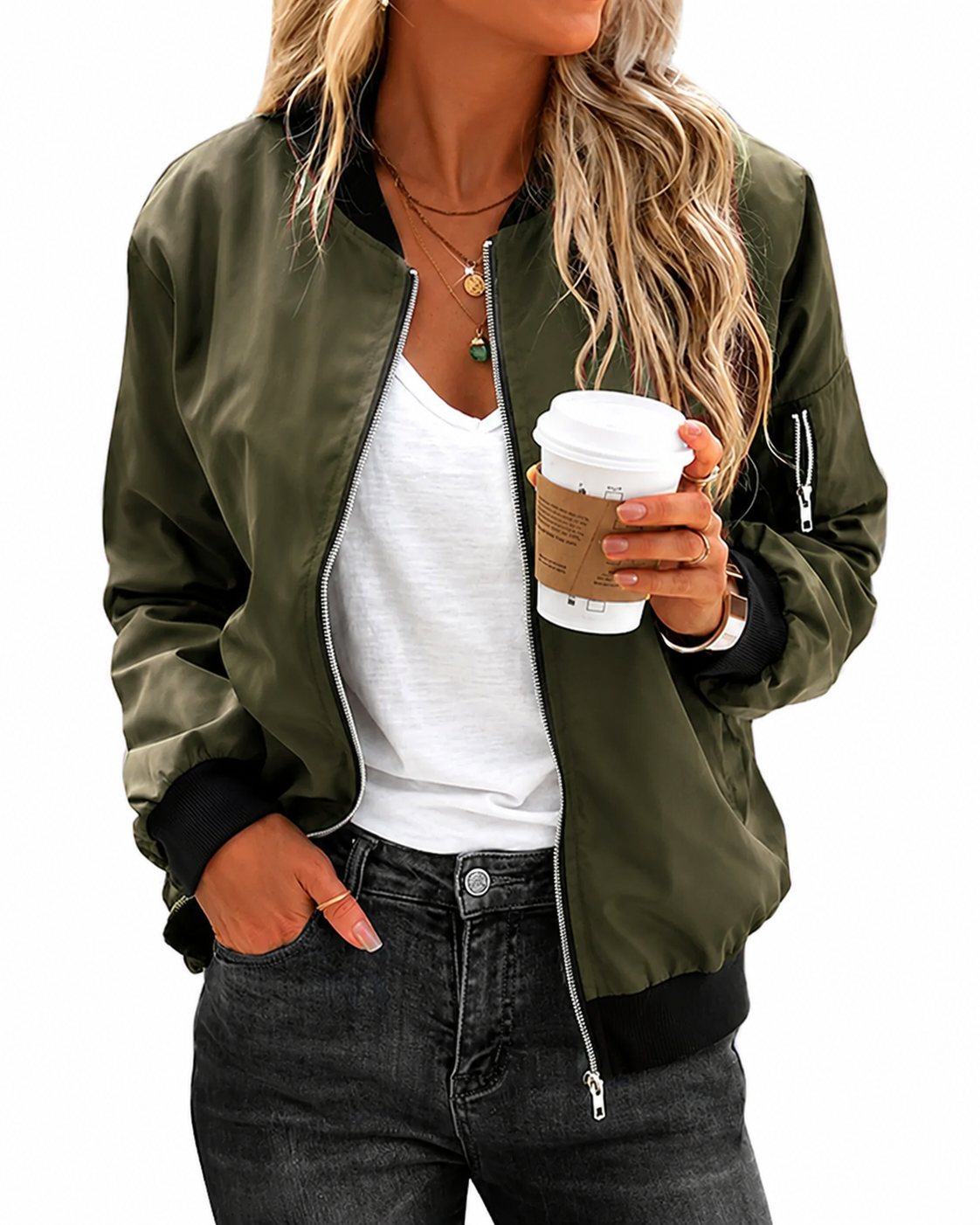 Ladies Bomber Jacket Classic Style High-Quality Fabrics