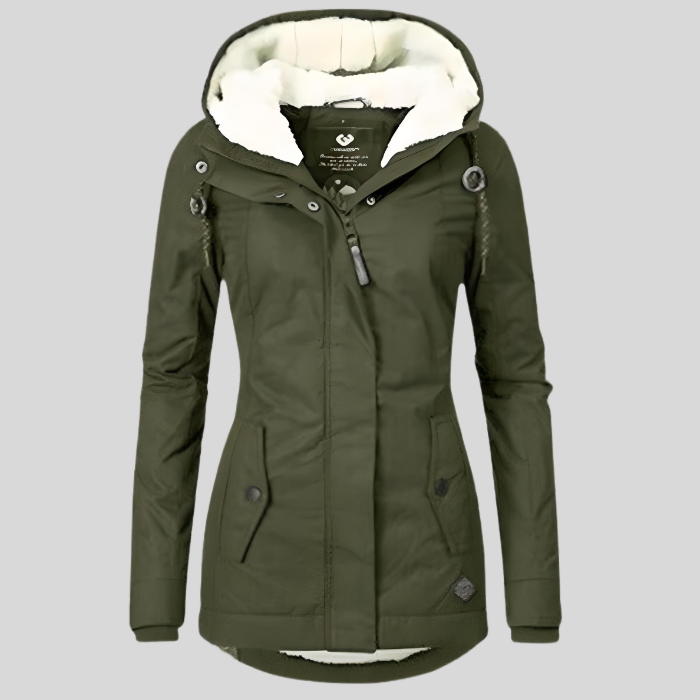 Women's Hooded Winter Coat | Fleece-Lined Zip-Up Jacket
