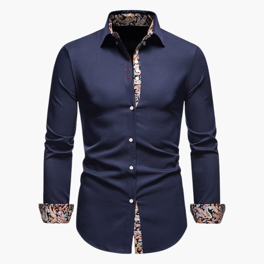 Damian | Men's Patterned Button-Down Shirt with Long Sleeves