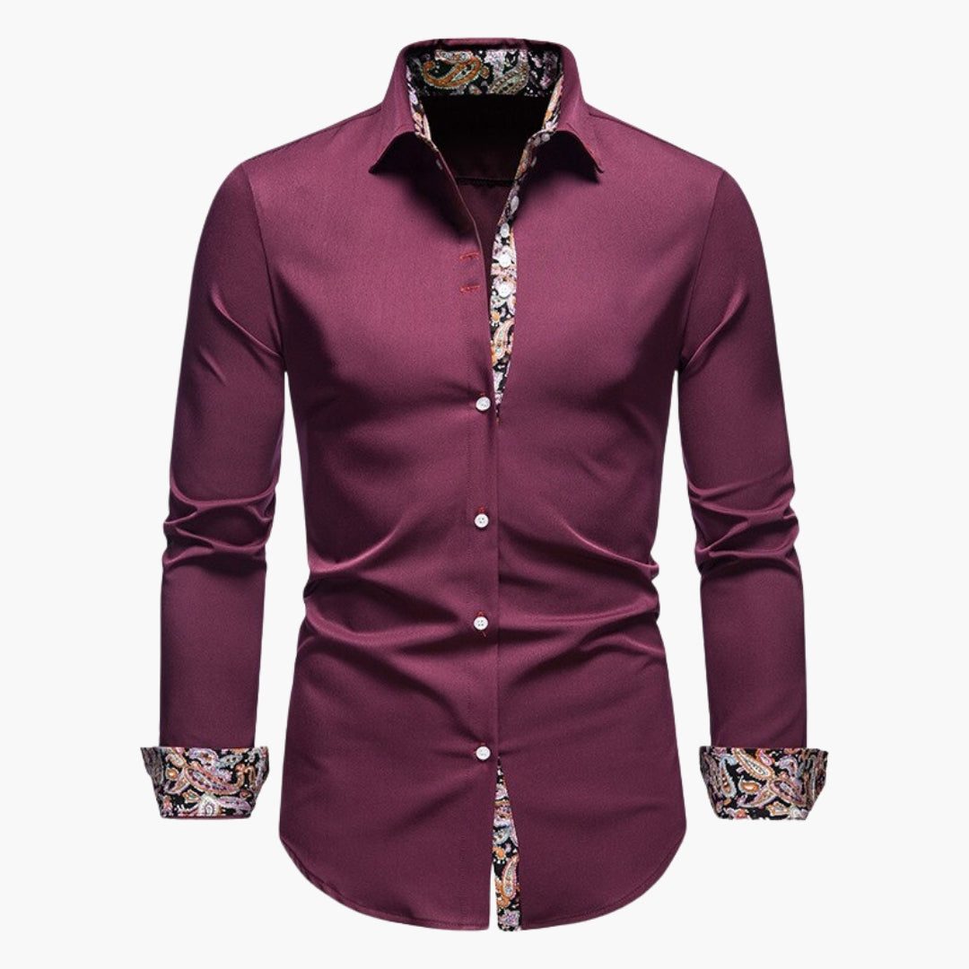 Damian | Men's Patterned Button-Down Shirt with Long Sleeves