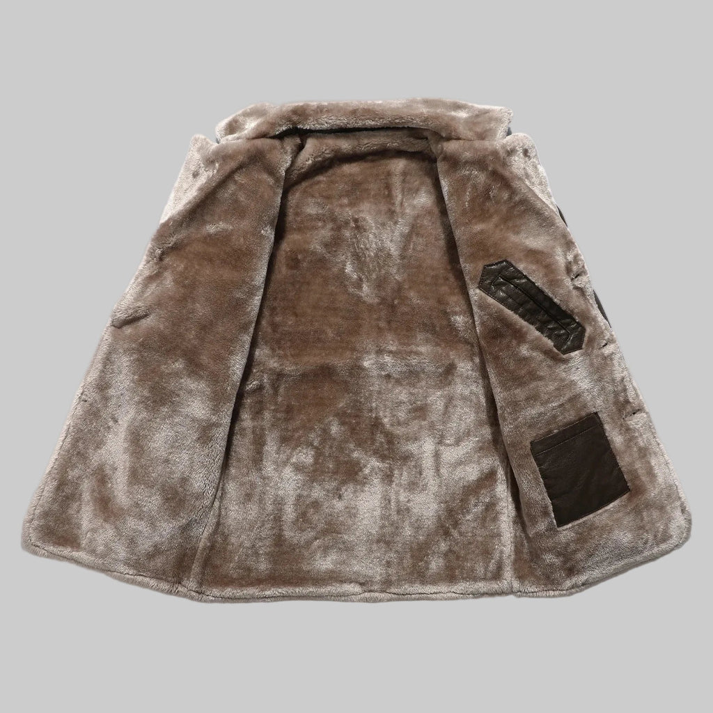 Dante  - Men's Coat with Shearling Collar and Cuffs