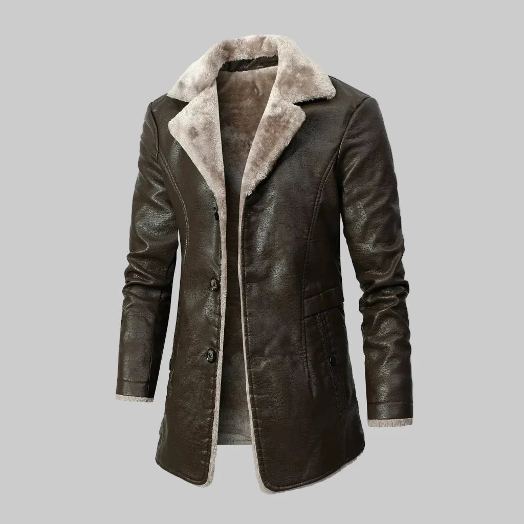 Dante  - Men's Coat with Shearling Collar and Cuffs