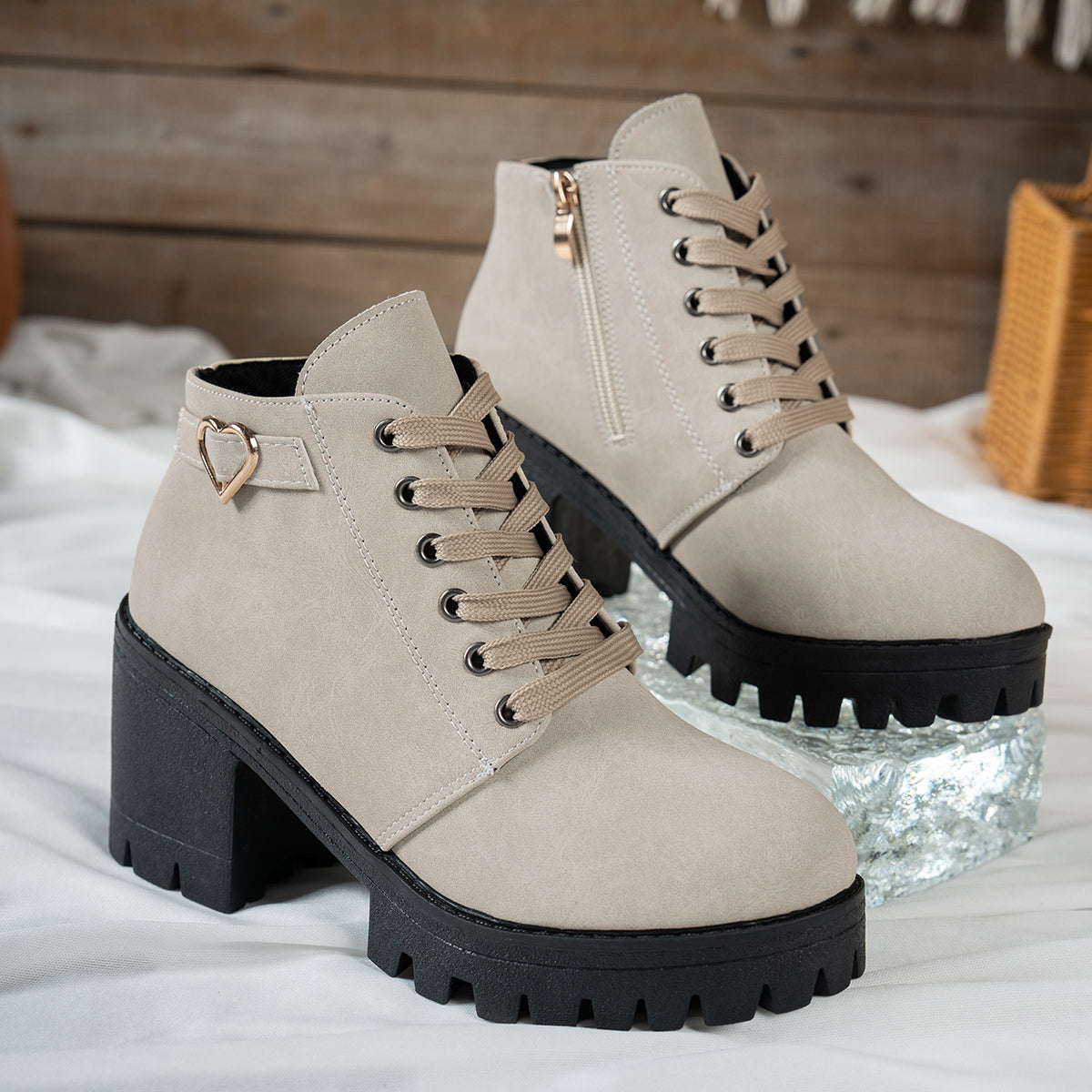 Fenna | Lace-Up Block Heel Ankle Boots