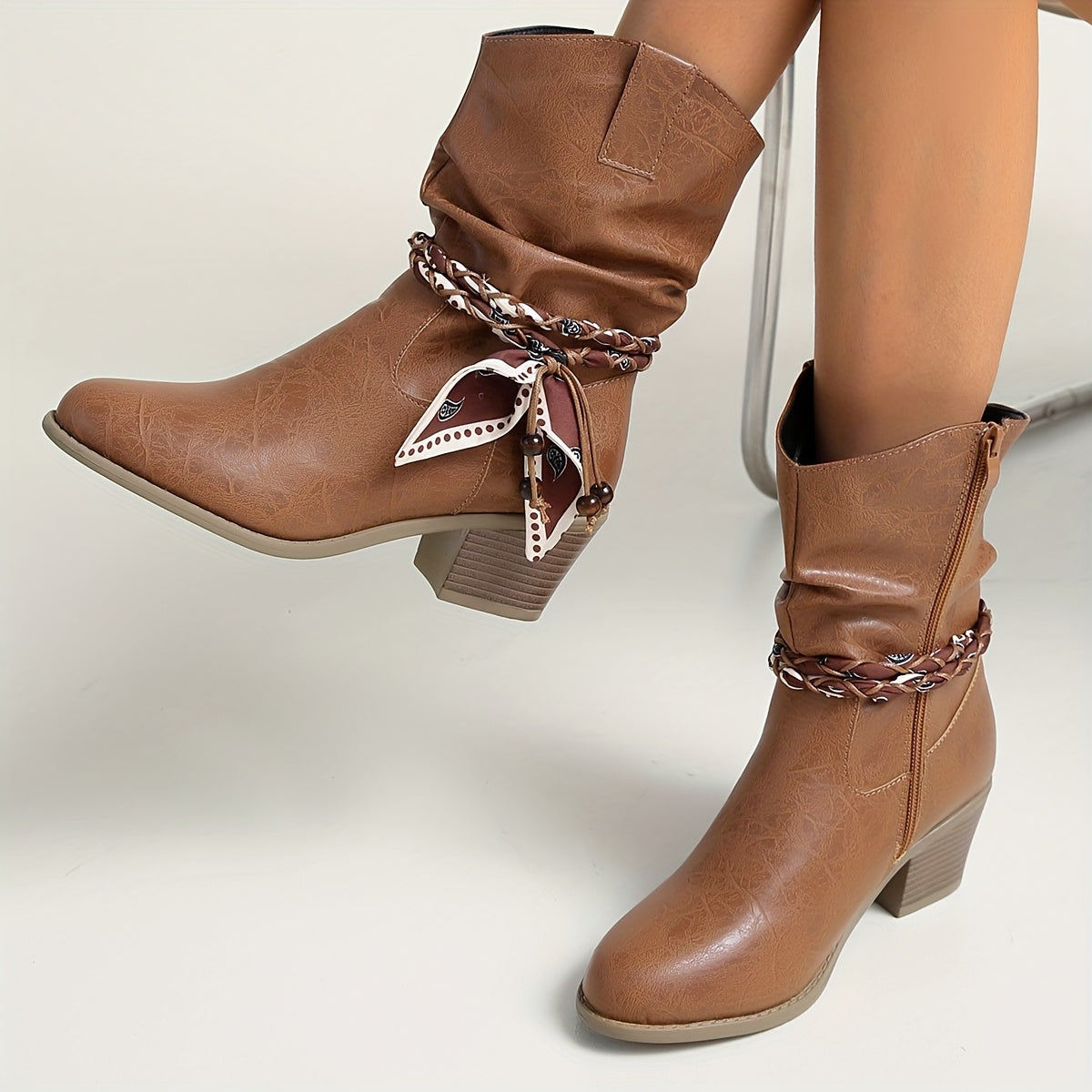 Isla | Slouch Bandana Charm Ankle Boots
