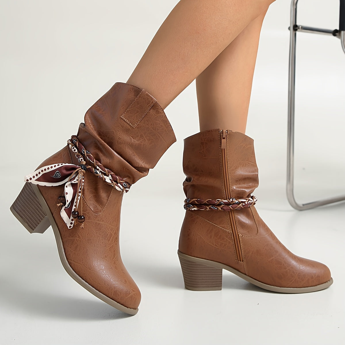 Isla | Slouch Bandana Charm Ankle Boots